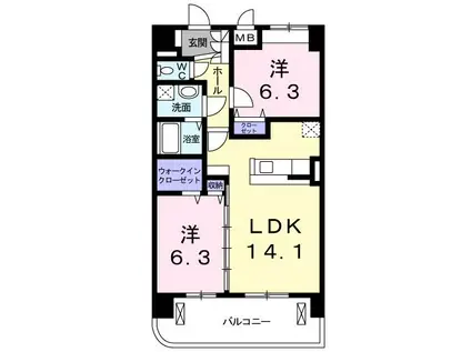 グレイスコート・II(2LDK/2階)の間取り写真