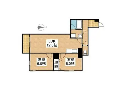 ディモーラ栄(2LDK/5階)の間取り写真