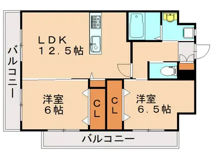 ギャラン穴生(2LDK/7階)の間取り写真