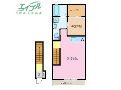 ブランシュ桑名(1LDK/2階)の間取り写真