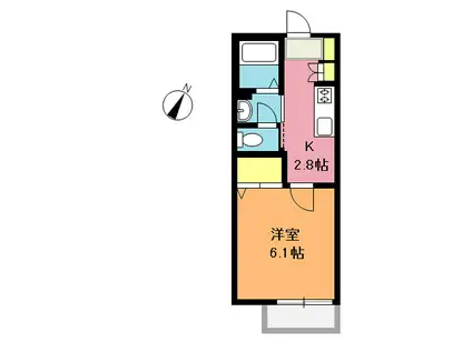 フリジャール(1K/1階)の間取り写真