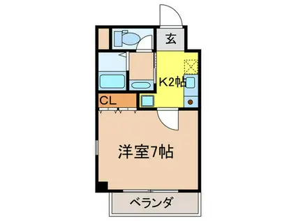 プレッツァ西宮(1K/2階)の間取り写真