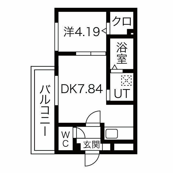 プレジール医大前(1LDK/2階)の間取り写真