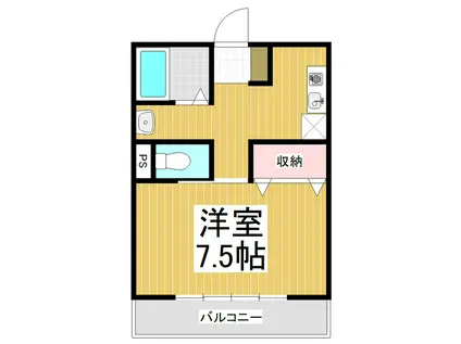 エヴァーグリーン中央(1K/2階)の間取り写真