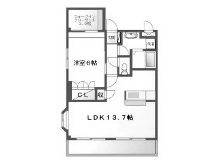 ウエストHILLS弐番館(1LDK/2階)の間取り写真
