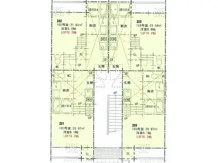 クレール名駅(1SK/2階)の間取り写真
