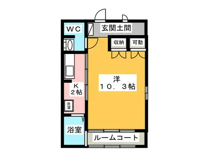 ウィステリアコート(ワンルーム/2階)の間取り写真