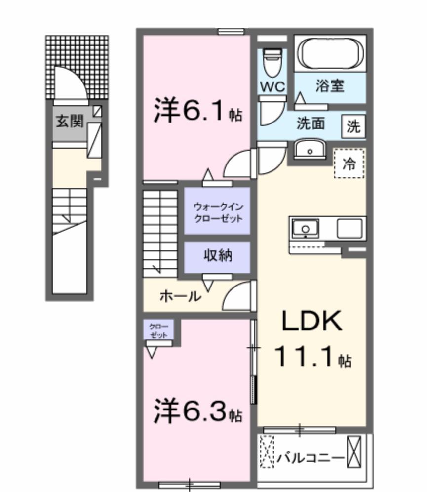 ハウオリエルア(2LDK/2階)の間取り写真