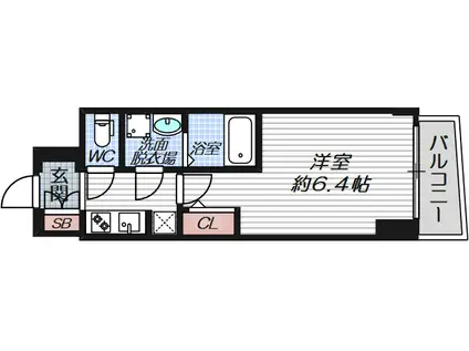 S-RESIDENCE福島玉川TRES(1K/2階)の間取り写真