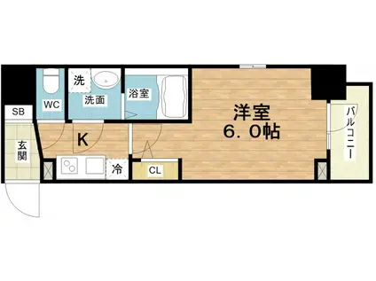 エスリードレジデンス大阪本町(1K/7階)の間取り写真