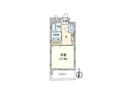 クレスト長筬(1K/3階)の間取り写真