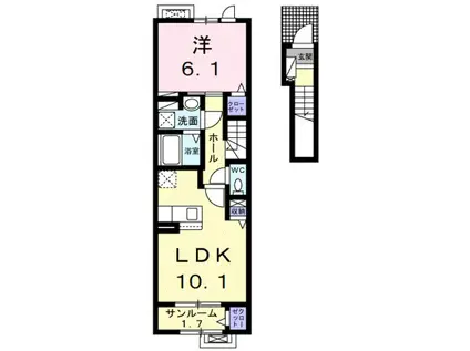 リンデンハイム Ⅱ(1LDK/2階)の間取り写真