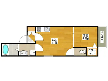 F ASECIA GRACE(1LDK/2階)の間取り写真