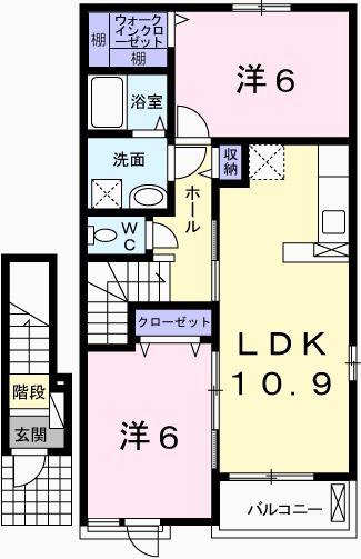 アルモニ カルム(2LDK/2階)の間取り写真