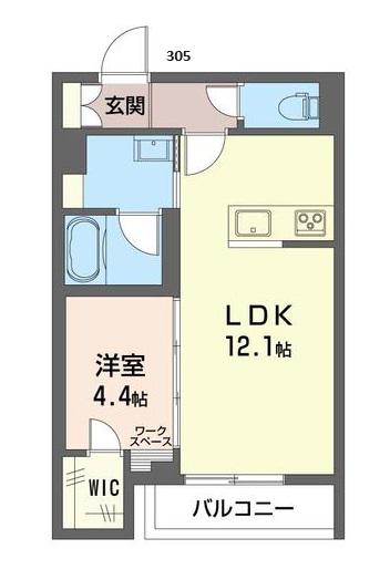 クレストタウン新都心(1LDK/3階)の間取り写真