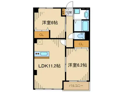 FIORE(2LDK/2階)の間取り写真