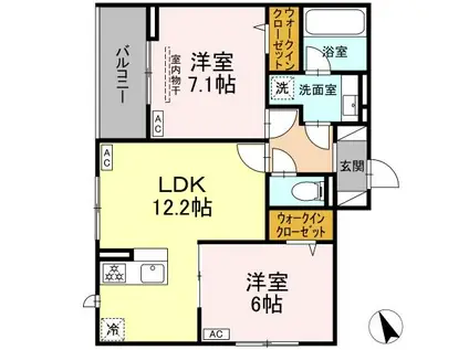 D PAINA 宿河原6 2(2LDK/3階)の間取り写真