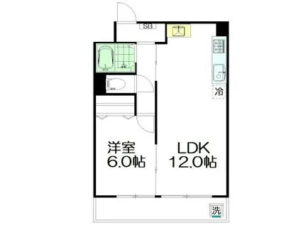 東中野コーポ(1LDK/6階)の間取り写真