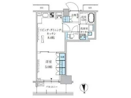 パークアクシス上野三丁目(1LDK/11階)の間取り写真