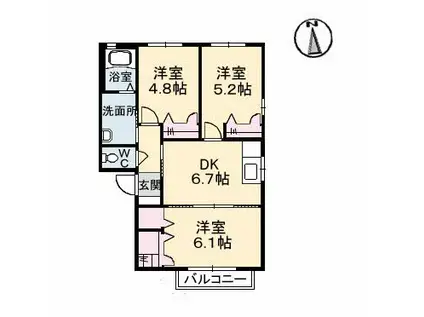 シャーメゾンセラータ(3DK/1階)の間取り写真