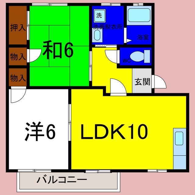 グリーンシャトー ラピュタ(2LDK/2階)の間取り写真