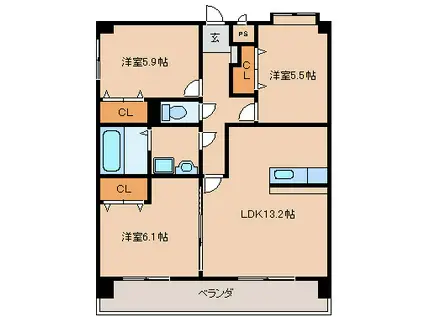グランコード(3LDK/3階)の間取り写真