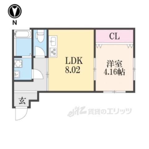 ハイツ紫峯(2K/1階)の間取り写真