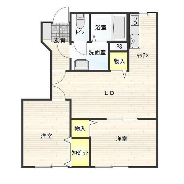 メゾンエスポワール(2LDK/1階)の間取り写真
