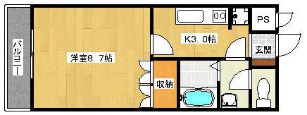 ジュネス祇園(1K/1階)の間取り写真