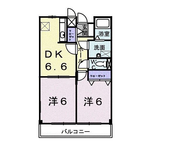 ソル・レヴェンテ(2DK/2階)の間取り写真