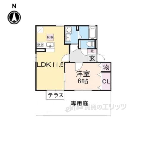 シャローム(1LDK/1階)の間取り写真