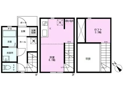 グランセットメゾン新越谷I(ワンルーム/1階)の間取り写真