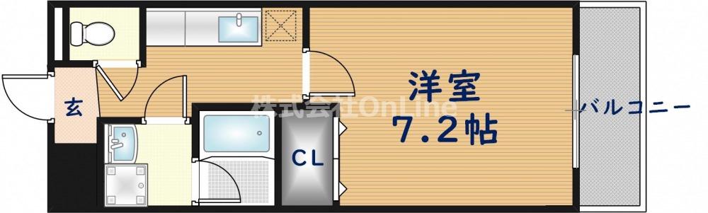 アルベージュ八戸ノ里 II番館(1K/2階)の間取り写真