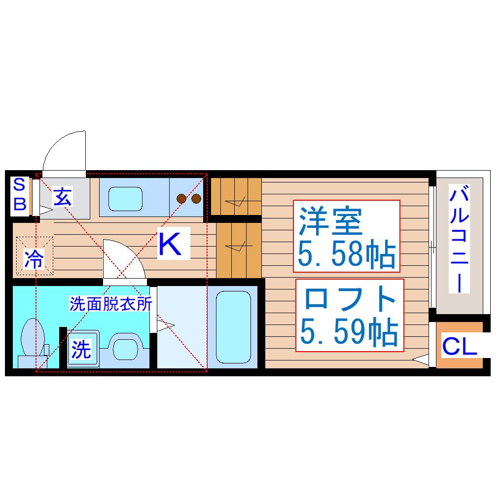 セレーナ仙台ドゥーエ(1K/1階)の間取り写真