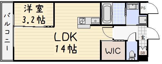 GRAND CHARIOT三萩野 (1LDK/12階)の間取り写真