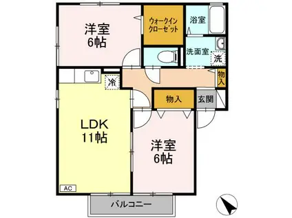 ルミネ・いわき(2LDK/2階)の間取り写真