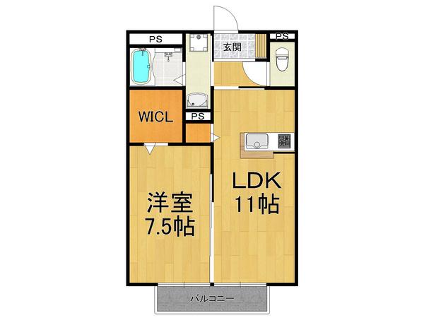 フレッツァ西宮堤町(1LDK/2階)の間取り写真