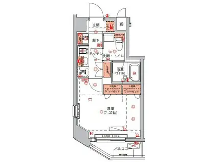 ハーモニーレジデンス森下001(1K/7階)の間取り写真