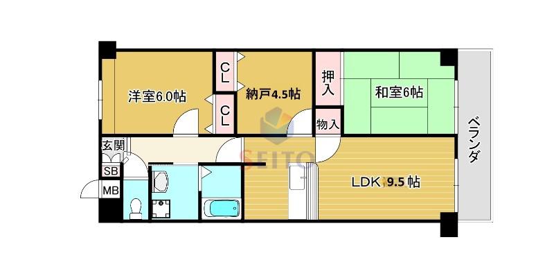 メゾンドール南千里(2LDK/5階)の間取り写真