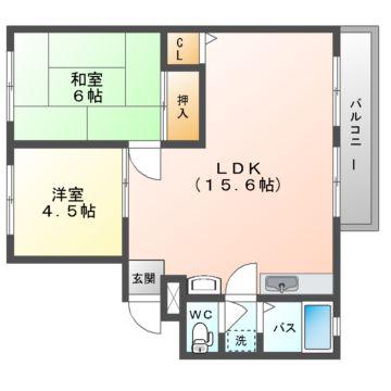 エクセレントファミール(2LDK/2階)の間取り写真