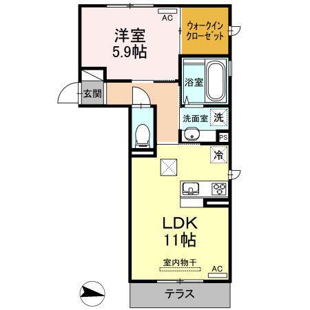 ユメタントピーノ A(1LDK/1階)の間取り写真