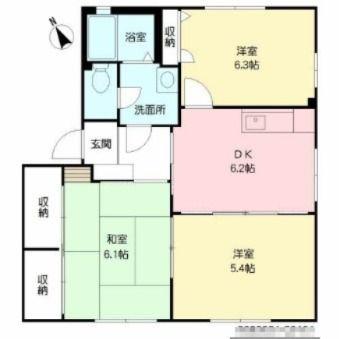 パットターンヒルズII C棟(3DK/1階)の間取り写真