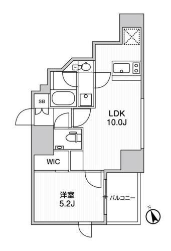 ザ・パークハビオ品川戸越(1LDK/13階)の間取り写真