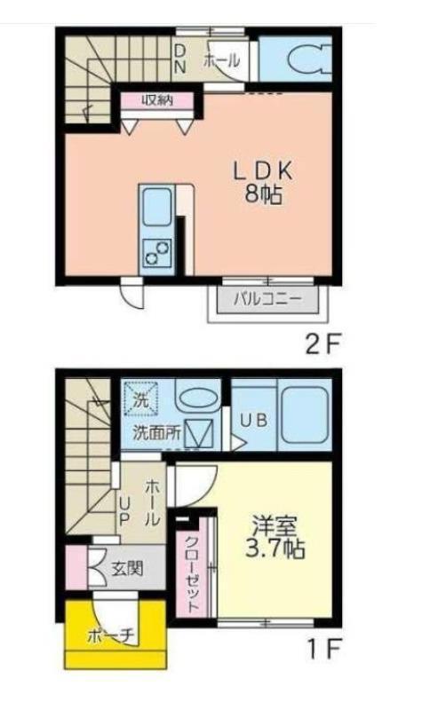 ヴィラ北仙台(1LDK/1階)の間取り写真