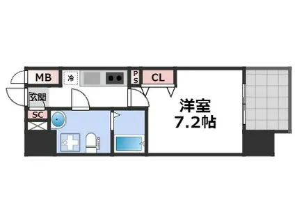 アドバンス大阪ルーチェ(1K/8階)の間取り写真