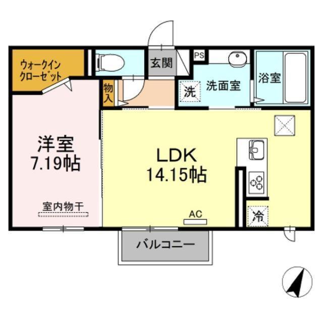 D-ROOMシュシュ(1LDK/1階)の間取り写真
