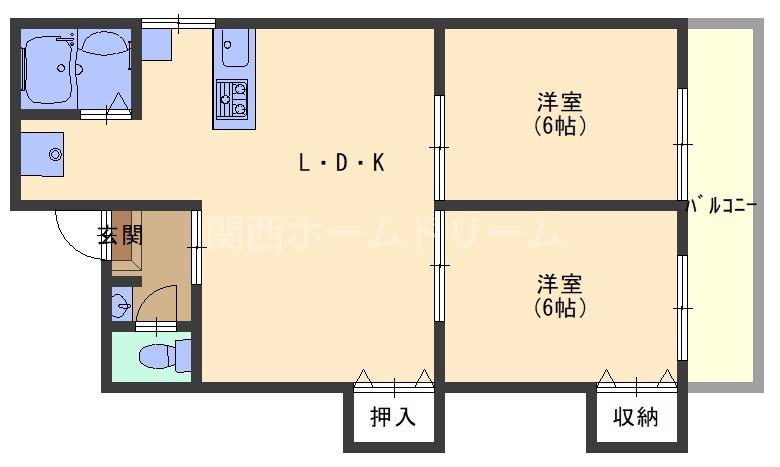 雅マンション(2LDK/4階)の間取り写真