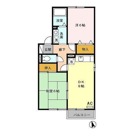 FIRST KOBE(2DK/1階)の間取り写真