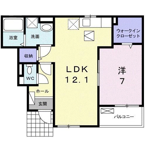 ブルーマーブル(1LDK/1階)の間取り写真