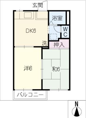 ファミール井上(2DK/1階)の間取り写真